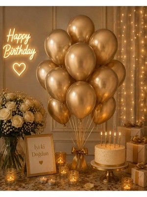 Partixa Krom Gold 10'lu Balon Demeti - Doğum Günü Balon Seti