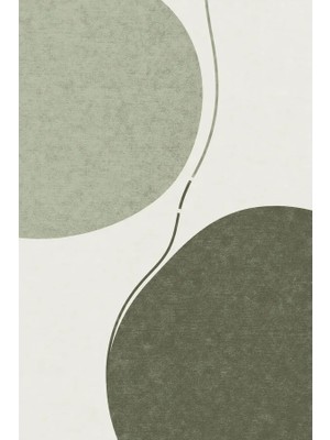Kartela Halı Denge Soyut Modern Halı Adaçayı Yeşili Kaymaz Taban Makinede Yıkanabilir 60X90 cm
