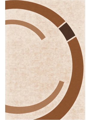 Kartela Halı Yörünge Daire Desenli Modern Halı Bakır Kaymaz Taban Makinede Yıkanabilir 60X90 cm