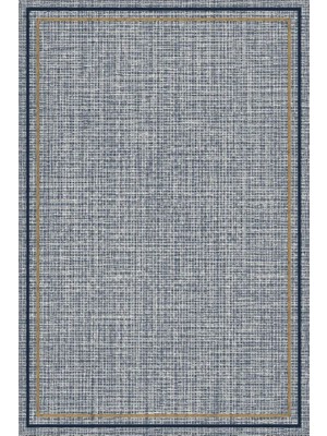 Kartela Halı Jüt Görünümlü Çift Çerçeveli Halı Lacivert Kaymaz Taban Makinede Yıkanabilir 60X90 cm