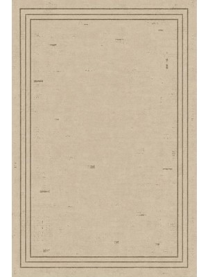 Kartela Halı Eskitme Çizgi Bordürlü Halı Bej Kaymaz Taban Makinede Yıkanabilir Salon Halısı 60X90 cm