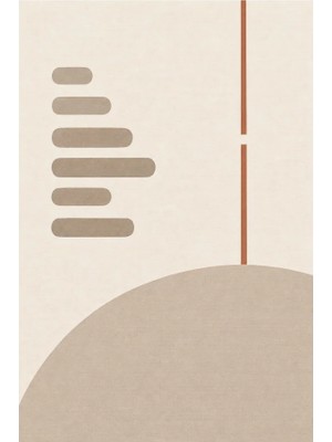 Kartela Halı Aralık Minimal Modern Halı Bej Kaymaz Taban Makinede Yıkanabilir Salon Halısı 60X90 cm