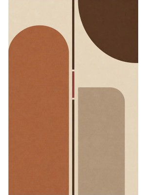 Kartela Halı Eksen Kemerli Modern Halı Bej Kaymaz Taban Makinede Yıkanabilir Salon Halısı 60X90 cm