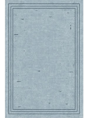 Kartela Halı Eskitme Çizgi Bordürlü Halı Mavi Kaymaz Taban Makinede Yıkanabilir 60X90 cm