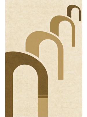 Kartela Halı Yankı Kemer Desenli Modern Halı Hardal Sarısı Kaymaz Taban 60X90 cm