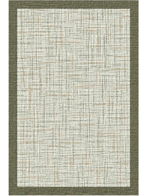 Kartela Halı Jüt Görünümlü Kalın Çerçeveli Halı Adaçayı Yeşili Kaymaz Taban 60X90 cm
