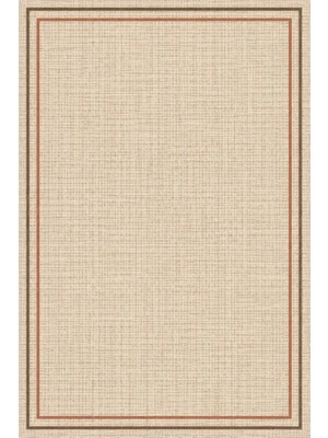 Kartela Halı Jüt Görünümlü Çift Çerçeveli Halı Bej Kaymaz Taban Makinede Yıkanabilir 60X90 cm