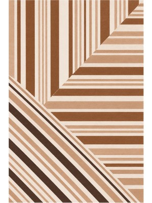 Kartela Halı Çizgili Blok Desenli Modern Halı Bakır Kaymaz Taban Makinede Yıkanabilir 60X90 cm