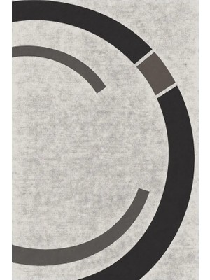 Kartela Halı Yörünge Daire Desenli Modern Halı Antrasit Kaymaz Taban Makinede Yıkanabilir 60X90 cm