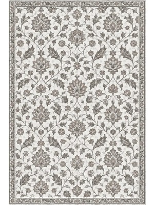 Kartela Halı Madalyonsuz Vintage Iran Desenli Halı Açık Gri Kaymaz Taban 60X90 cm