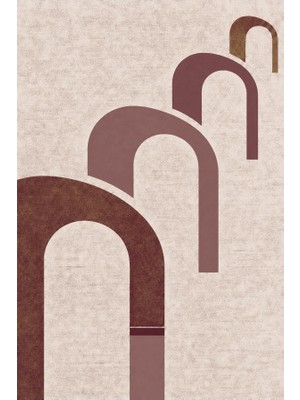 Kartela Halı Yankı Kemer Desenli Modern Halı Bordo Kaymaz Taban Makinede Yıkanabilir 60X90 cm