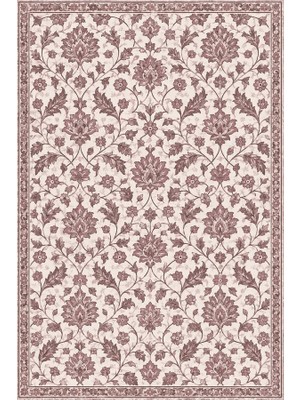 Kartela Halı Madalyonsuz Vintage Iran Desenli Halı Gül Kurusu Kaymaz Taban 60X90 cm