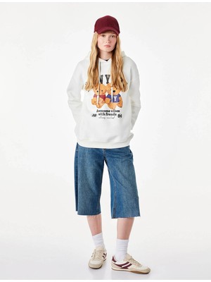 Koton  Ayıcık Baskılı Ekru Kadın Sweatshirt 7WAL10088IK