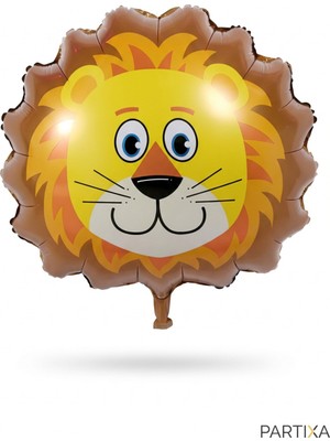 Partixa Safari Aslan Kafa Folyo Balon 35X42 cm Safari Temalı Çocuk Doğum Günü Parti Süsü