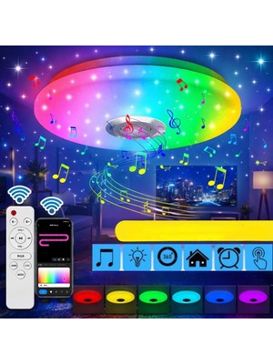 Akıllı Tavan Smart Life Rgb LED Lamba Bluetooth Müzik 60W 220V Dekoratif Aydınlatma