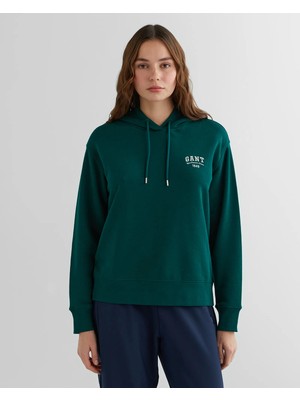 Gant Kadın Yeşil Relaxed Fit Kapüşonlu Logolu Sweatshirt
