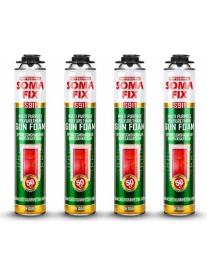 Somafix 4 Adet Somafıx S911 Poliüretan Köpük 750 ml 845 gr