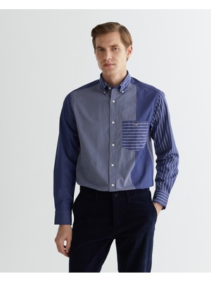 Gant Erkek Lacivert Regular Fit Çizgili Gömlek