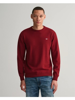 Gant Erkek Kırmızı Regular Fit Bisiklet Yaka Yün Kazak