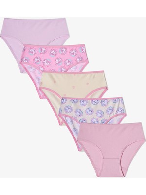 Penti Kız Çocuk Pembe Unilove Unicorn Desenli 5'li Slip Külot