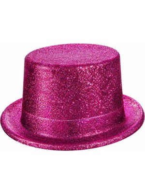 Burada Bulabilirsin Fuşya Simli Glitter Silindir Parti Şapkası