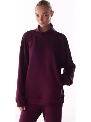 Penti Bordo İpeksi Dokunuş Silky Touch Rahat Yaka Sweatshirt
