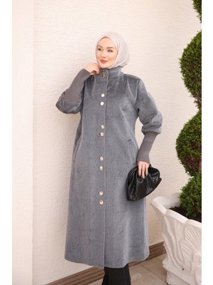 İmaj Butik Füme Düğmeli Angora Kaban