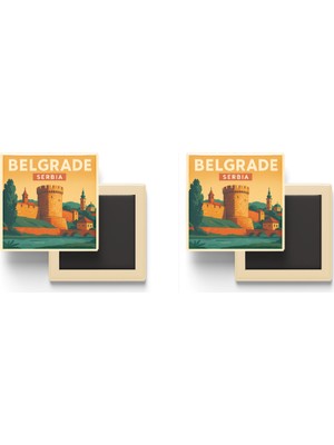 İberk Belgrad Sırbistan - Kalemegdan Kalesi - 2 Adet - Baskılı Buzdolabı Magneti 9x9 cm