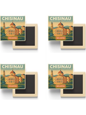 İberk Kişinev Moldova - Ulusal Müze - 4 Adet - Baskılı Buzdolabı Magneti 9x9 cm
