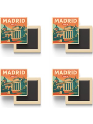 İberk Madrid Ispanya - Prado Müzesi - 4 Adet - Baskılı Buzdolabı Magneti 9x9 cm