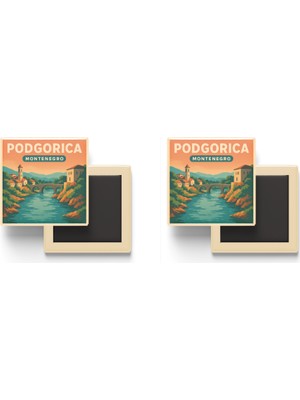 İberk Podgorica Karadağ - Morača Nehri - 2 Adet - Baskılı Buzdolabı Magneti 9x9 cm