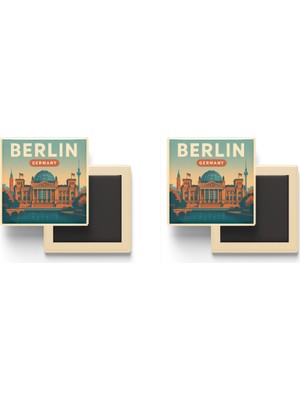 İberk Berlin Almanya - Reichstag Binası - 2 Adet - Baskılı Buzdolabı Magneti 9x9 cm