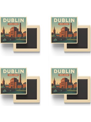 İberk Dublin Irlanda - Guinness Deposu (Guinness Müzesi) - 4 Adet - Baskılı Buzdolabı Magneti 9x9 cm