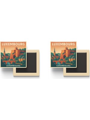 İberk Lüksemburg Lüksemburg - Bock Kasamatları - 2 Adet - Baskılı Buzdolabı Magneti 9x9 cm