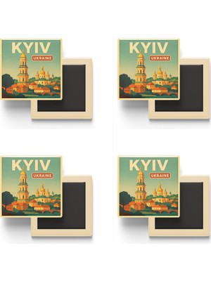 İberk Kiev Ukrayna - Kiev Peçersk Lavrası - 4 Adet - Baskılı Buzdolabı Magneti 9x9 cm