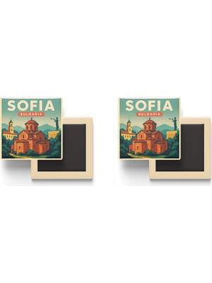 İberk Sofya Bulgaristan - Boyana Kilisesi - 2 Adet - Baskılı Buzdolabı Magneti 9x9 cm