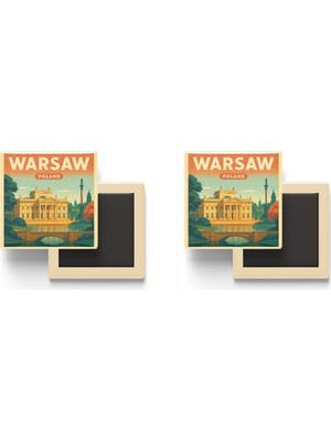 İberk Varşova Polonya - Łazienki Parkı - 2 Adet - Baskılı Buzdolabı Magneti 9x9 cm