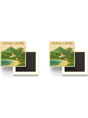 İberk Sierra Leone - Sierra Leone - Paper Cut Art - 2 Adet - Baskılı Buzdolap Magneti Kare - 9x9 cm