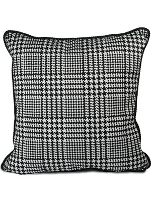 Baci Milano Optical Kadife Yastık 45 cm x 45 cm Siyah Beyaz