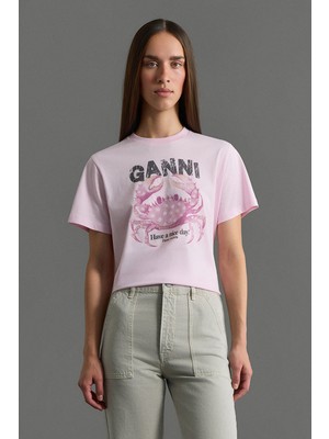 Ganni Gannı Pembe T-Shırt
