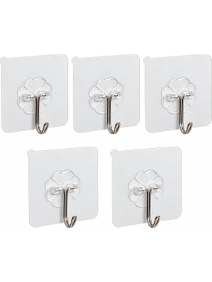 Kawin Kyro Tech Şeffaf Kendinden Yapışkanlı Askı 5’li Set, Delmeden Montaj, Duvar Kancası, Güçlü Yapışkanlı Askı Aparatı, Banyo, Mutfak, Ev, Ofis Için Çok Amaçlı Şeffaf Kanca