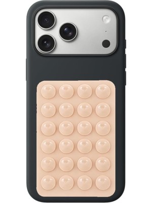 Kawin Cover Zone Dikdörtgen Vantuzlu Yapışkan Telefon Tutucu Taşınabilir Silikon Yumuşak Telefon Standı Geniş Kullanım Alanı Krem