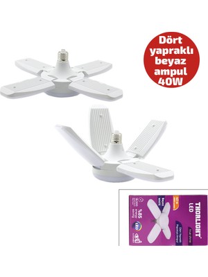 Burada Bulabilirsin 1+4 Kollu - Yapraklı Pervane Modeli Papatya Beyaz LED Lamba Ampul 40W - E27 P-6040B