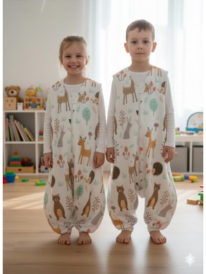 Kolsuz Uyku Tulumu, %100 Doğal Pamuk, Çift Kat Pazen, Unisex, 1.0 Tog, 20-24°c, Bej, 6-12 Ay