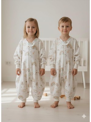 Uyku Tulumu, %100 Doğal Pamuk, Çift Kat Pazen Kumaş, Unisex, 1.0 Tog, 20-24 Derece, Bej, 0-6 Ay