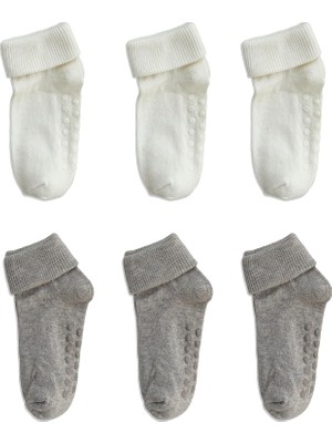 Monochrome Series Organik Pamuklu Kaydırmaz Çocuk-Bebek Çorabı 6'li Set