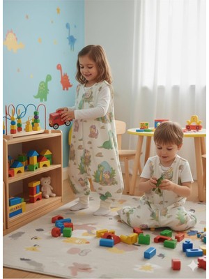 Uyku Tulumu, %100 Doğal Pamuk, Çift Kat Pazen Kumaş, Unisex, 1.0 Tog, 6-12 Ay, Yeşil