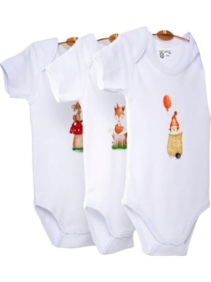 %100 Pamuk Bebek Body 3'lü Set – Kısa Kollu, Unisex, Yenidoğan ve Bebekler Için (0–24 Ay)