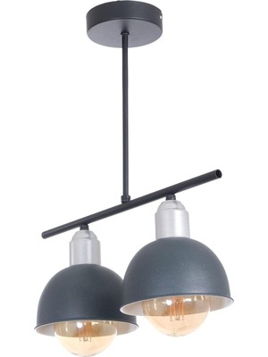 Elton Modern Tasarım Yatak Odası - Salon - Mutfak - Cafe Anrasit Renk 2 Li Avize