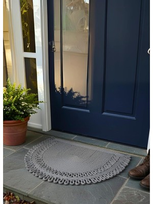 Vera Concept Store Handwoven Jüt Kapı Önü Karşılama Paspası Moderin Tasarım Hasır El Işi Çift Taraflı Paspas Ev Ofis Karavan Tekne Için Uyumlu Dört Mevsim Dayanıklı (Gri